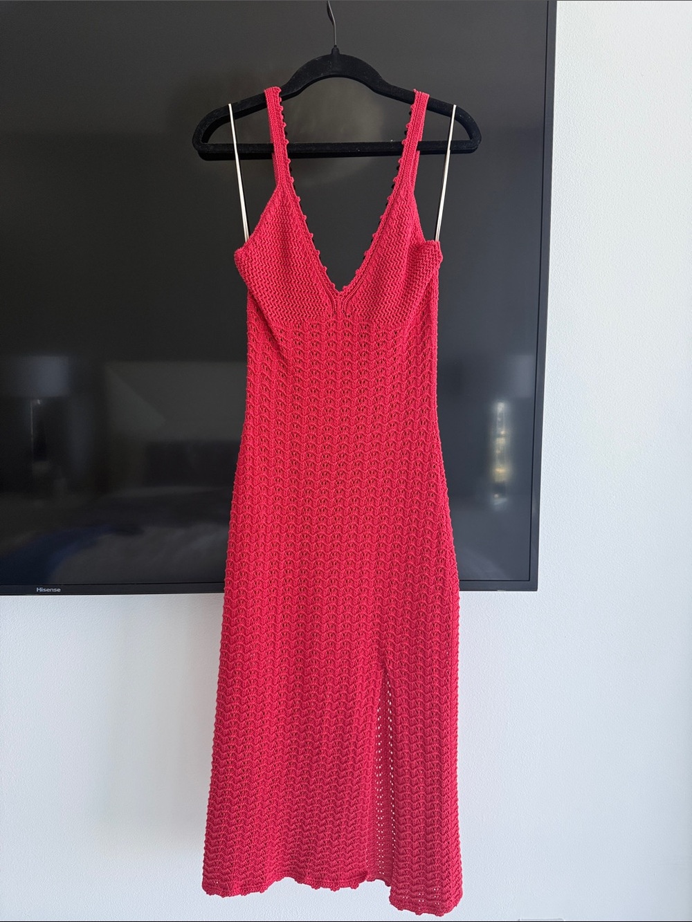 Coral Crochet Knit Slip Dress - Women's V-Neck Wilfred